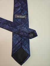 Van Heusen 100 Silk Tie Blue Geometric Pattern Classic Modern Mens Necktie