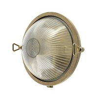 Wandlampe AußEn Kellerleuchte Messing Massiv Glas E27 IP64 Rund Ø 17,5 Cm