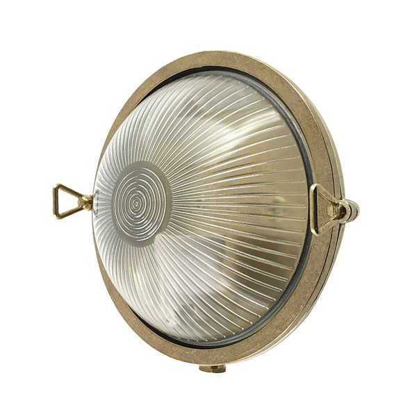 Wandlampe AußEn Kellerleuchte Messing Massiv Glas E27 IP64 Rund Ø 17,5 Cm-image