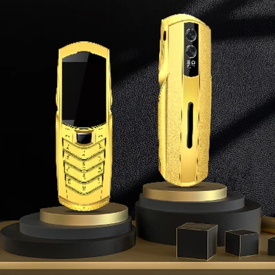 MEKU Unlocked Business Luxury Metal Body Leather Mobile Phone Dual SIM GSM Cellphone