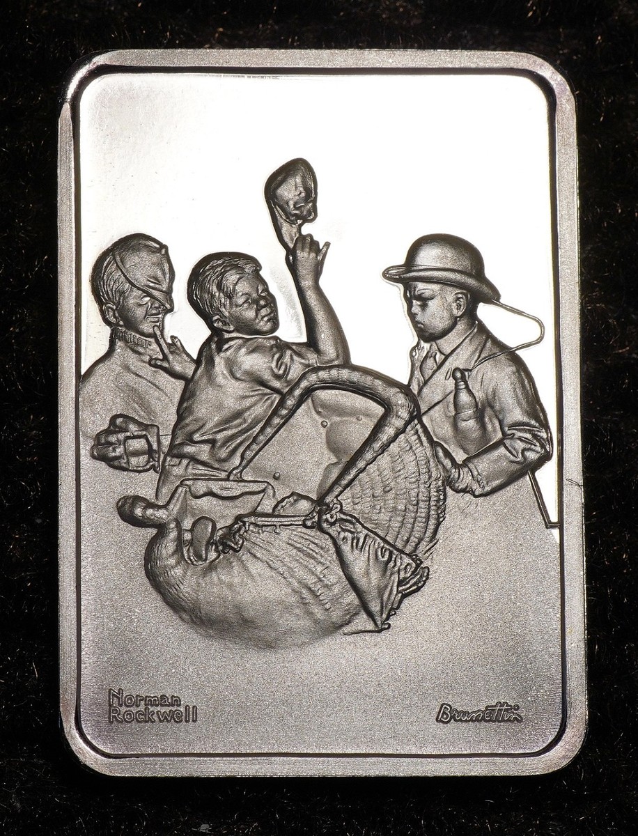 Norman Rockwell's FIRST POST COVER 1916 1oz 999 FINE Silver bar