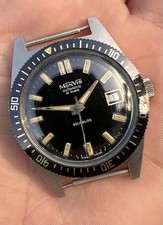 MONVIS 70s VINTAGE SKIN DIVER SWISS AUTOMATIC S.STEEL 37,50mm  BLACK DIAL RARE