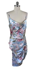 Cider Y2K Illusion Floral Ruched Midi Slip Dress Large Asymmetrical Wedding Chic