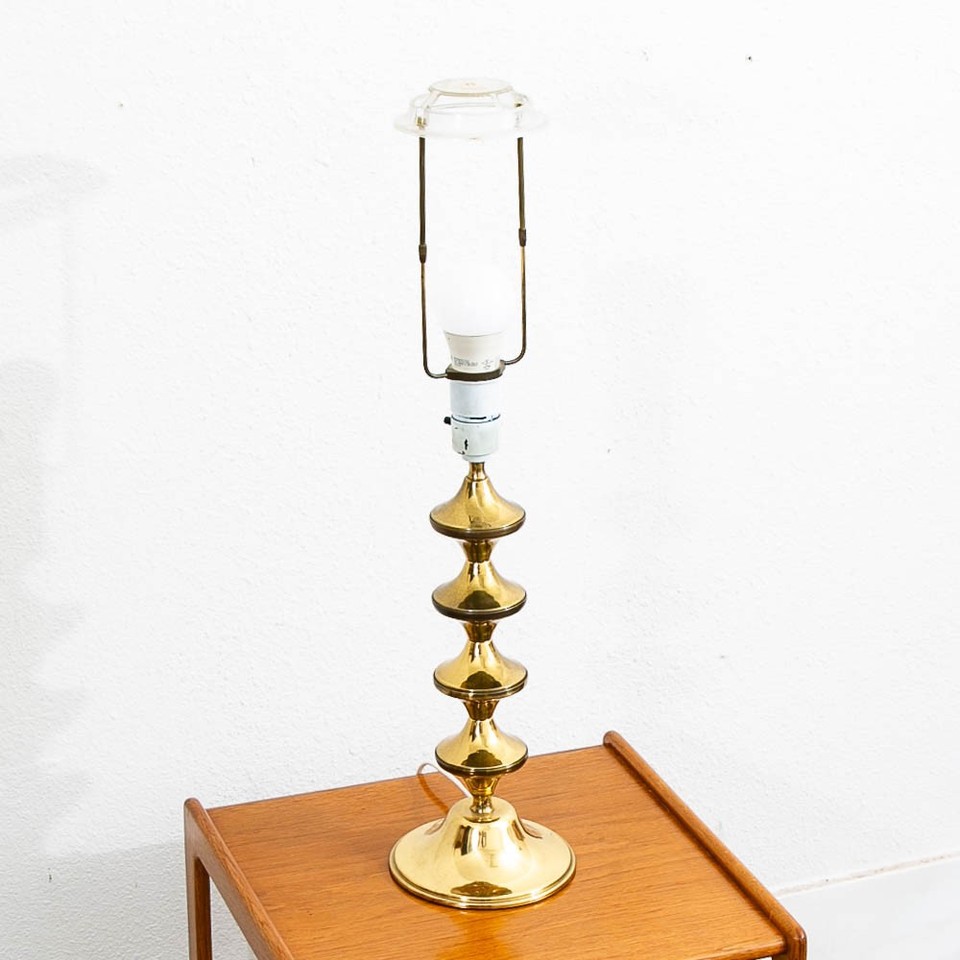 Mid Century Modern Lamp Denmark Lighting Brass Table Round Brass Danish Vintage