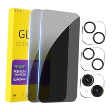  2+2Pack for Privacy Screen Protector with Camera Lens Protector Full iPhone 15