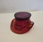 Red Glass Ashtray Toothpick Holder 1.5” Tall - Cleaned EUC FREE SHIPPING