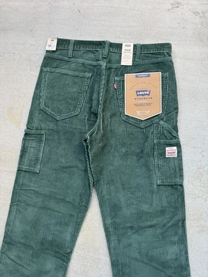 Levis Pants Mens 38x34 Green 568 Loose Straight Corduroy Carpenter Cotton NEW - Image 1 of 4