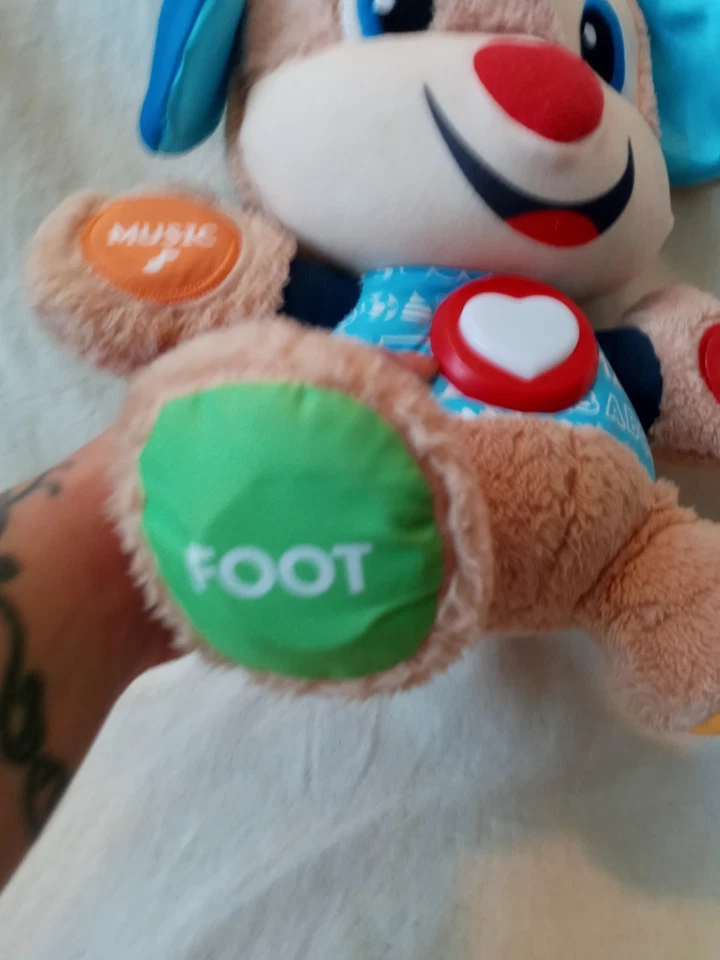 Smart Stages 蓝色衬衫毛绒狗 Fisher Price 笑学习互动玩具 — 第 4/4 张图片