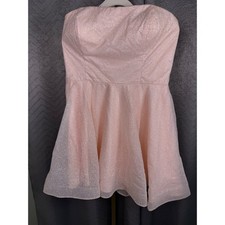 Jovani JVN Blush Pink Glitter Strapless Sweetheart Skater Cocktail Dress Prom 16