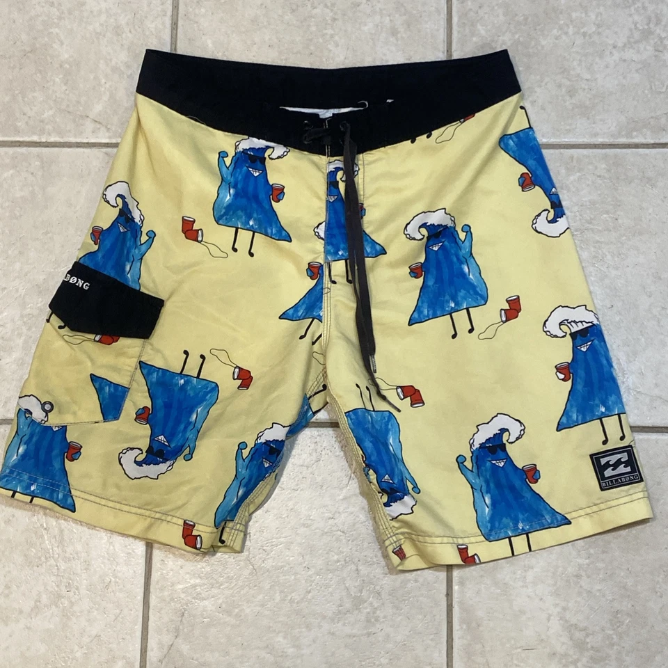 Bañador Billabong Board Shorts Para Hombre 32 Amarillo Onda Beber Cerveza Playa.   B7 Foto 4 de 4