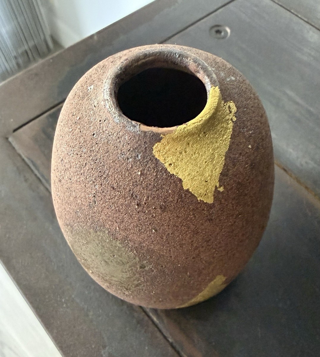 60s 70s Era Kutani Yakiware Ceramic Art Pottery Vase Kitamura