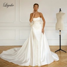 Mermaid Wedding Dress Boat Neck Off The Shoulder 2 In 1 Trumpet Bridal Gowns