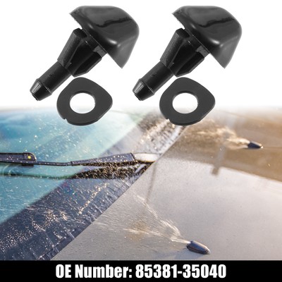 2pcs Front Windshield Washer Nozzle Wiper Spray Jet for Toyota 4Runner Black