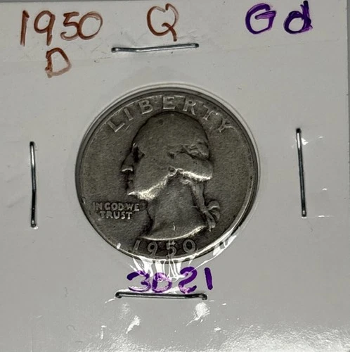 1950-D Good Washington Quarter, Item 3021