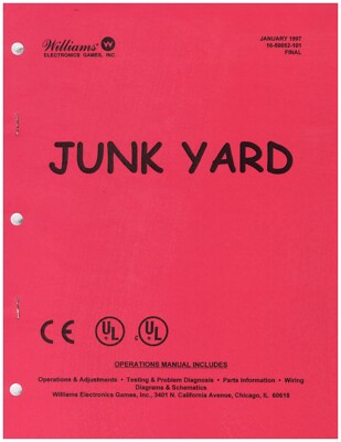 Williams Junk Yard JUNKYARD  Pinball Machine Manual 156 Pages BRAND NEW!