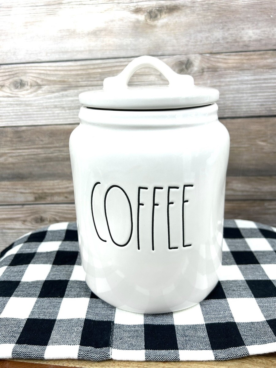 RAE DUNN  キャニスター Rae Dunn Collection White Canister - Medium Coffee Flat Lid