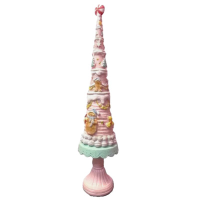 Pink Green Gingerbread CHRISTMAS TREE 15'' Resin Candy Icing Sugar New Decor NWT