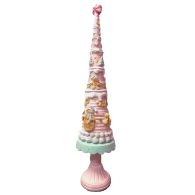 #ad Pink Green Gingerbread CHRISTMAS TREE 15quot; Resin Candy Icing Sugar New Decor NWT $28.80