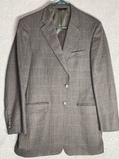 Burberry London Gray/Tan Windowpane Wool Sport Coat Blazer Men's Size 40L