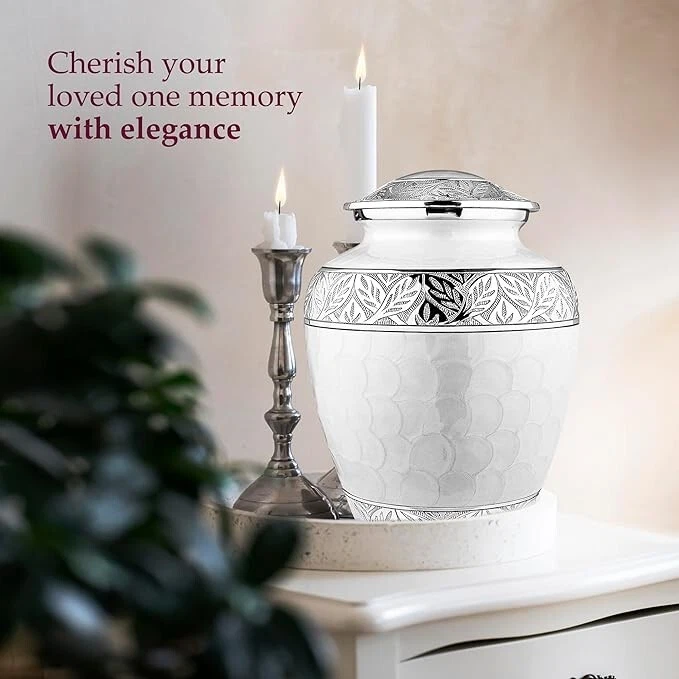 White Silver Cremation Urns For Human Ashes Large Urn For Human & Pet 200lb - Image 4 of 4