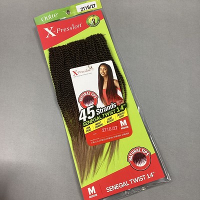 14'' Medium #2T1B/27 Black Brown Senegal Twist Pre-looped Crochet Hair 45 Strands