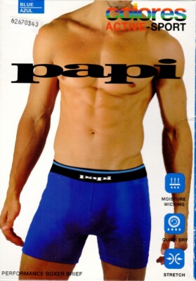 PAPI ''Colores'' Active Sport Performance Boxer Briefs Underwear, size Large  -New