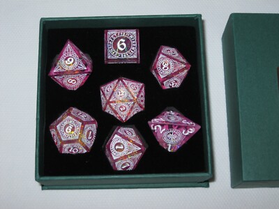 New 7 Piece Cusdie Sharp Edges DND Polyhedral MTG Pathfinder Dice Set Pink
