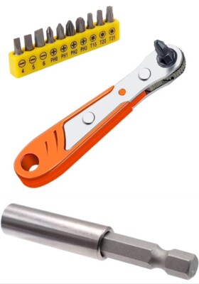 For Smith & Wesson Ratcheting Hex Magnetic Screwdriver 1/4 Bit Set Extension Rod