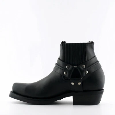 Grinders Renegade Lo Schwarz Unisex Leder Stiefel Cowboy Western Biker Stiefeletten