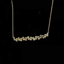 1Ct Baguette Lab Created Diamond Bar Pendant Necklace 14k Yellow Gold Plated 18"