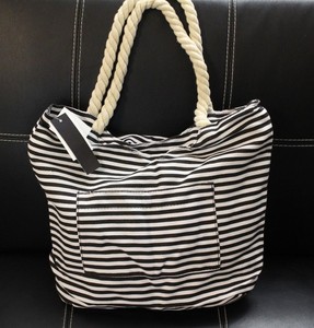 striped beach bag with rope handle