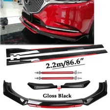 Front Bumper Lip Spoiler Splitter Side Skirt Gloss Black For Mazda 3 Hatchback