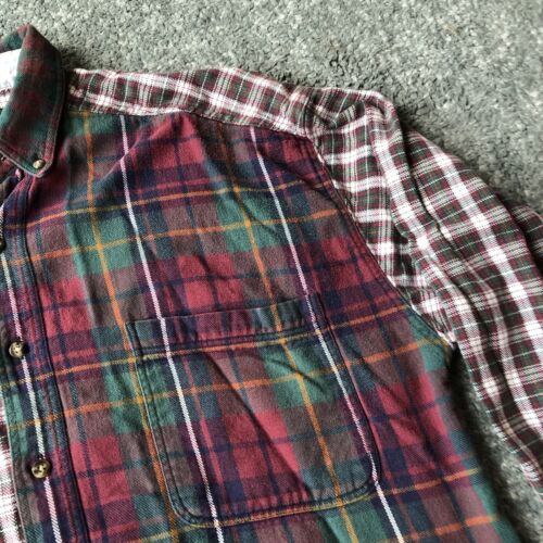 Vintage 90s Structure Multi Pattern Plaid Flannel Button Up Shirt Cotton Sz L - Picture 3 of 10