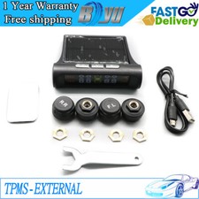 Tpms External Tire Pressure Monitor System Sensor Usbsolar Wireless Car Lcd W4