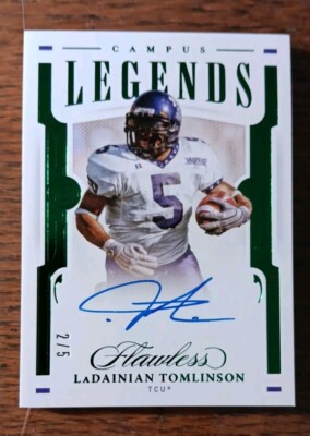 2021 Flawless - LaDainian Tomlinson - Green- Campus Legends Auto - /5 - TCU 