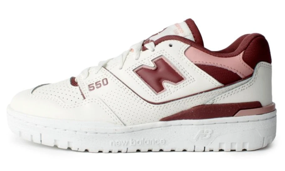 NEW BALANCE 550 Casual Women Sneaker Shoes size 8.5 White Burgundy FAST SHIPPING