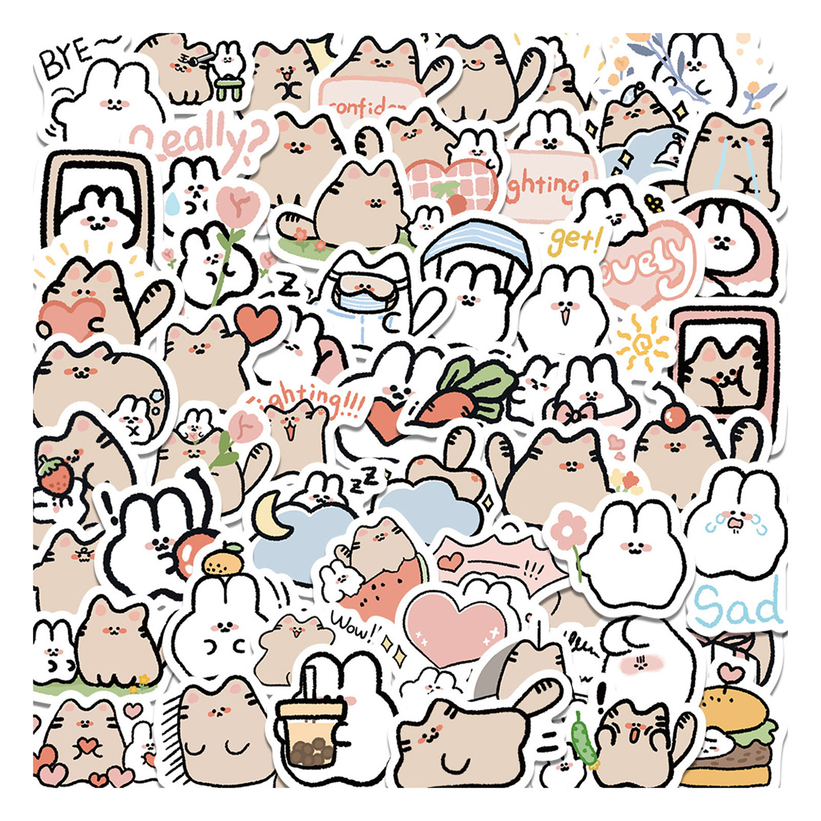 60pcs Cartoon Stickers Cute Diy Decoration Scrapbook Skateboard Laptop Water