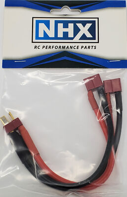 NHX Deans Male to 2 Deans Female Parallel 12 AWG 6'' Silicone Wire Harness