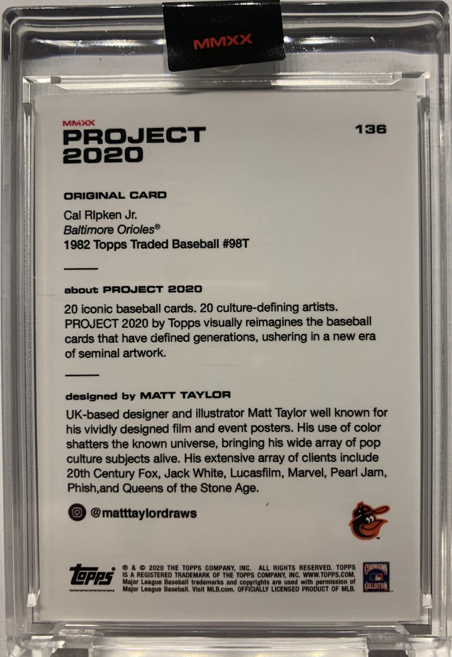 Topps Project 2020 #136 Cal Ripken Well Centered by Matt Taylor Card w/ Box - Image 2 of 2