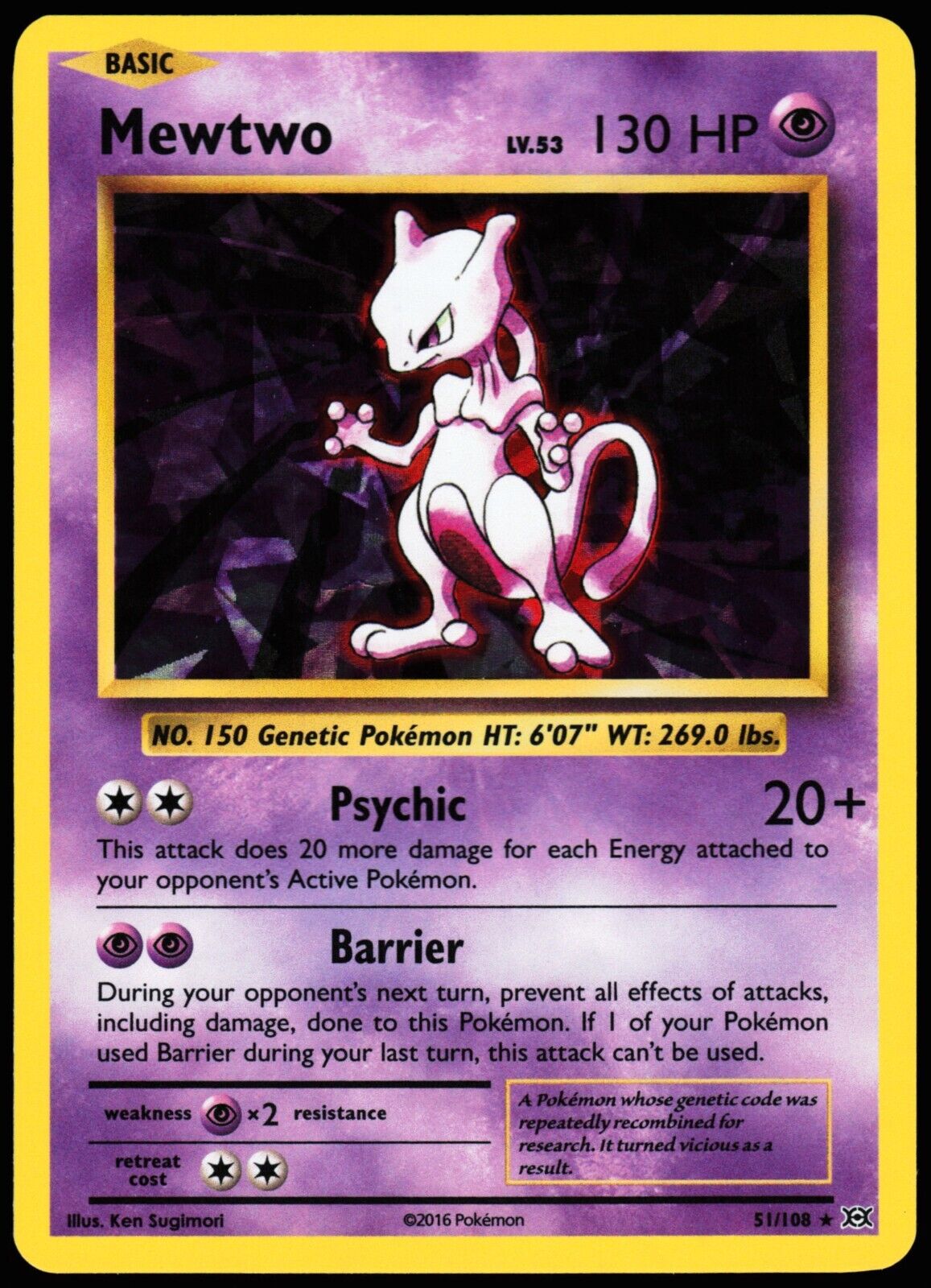 POKEMON MEWTWO 51/108 CRACKED ICE HOLO XY EVOLUTIONS RARE