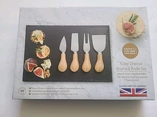 Taylor's Eye Witness Brooklyn Chrome Slate Cheese Board and 4 Piece Knife Set 