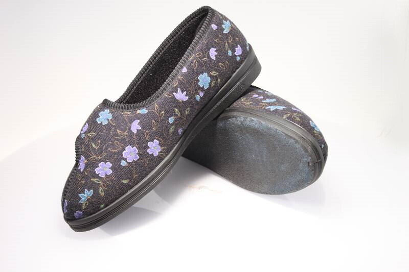 SAOLA Comfylux DIANA pantofole donna calde suola morbida con top floreale nero e oro