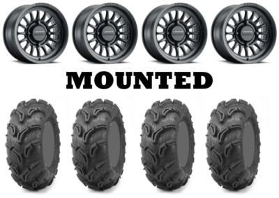 Kit 4 Maxxis Zilla Tires 27x10-14 on Method 411 Bead Grip Matte Black Wheels POL