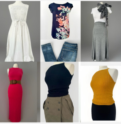 77-tlg. Sommer Damen Bekleidungspaket Hosen Kleider Shirts Röcke Tops Gr. S/36