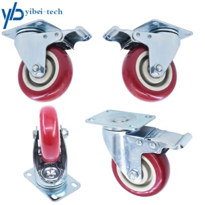 YIBEI-TECH 4×Heavy Duty Caster Set 4" Wheels All Swivel All Brake Casters Non Skid No Mark
