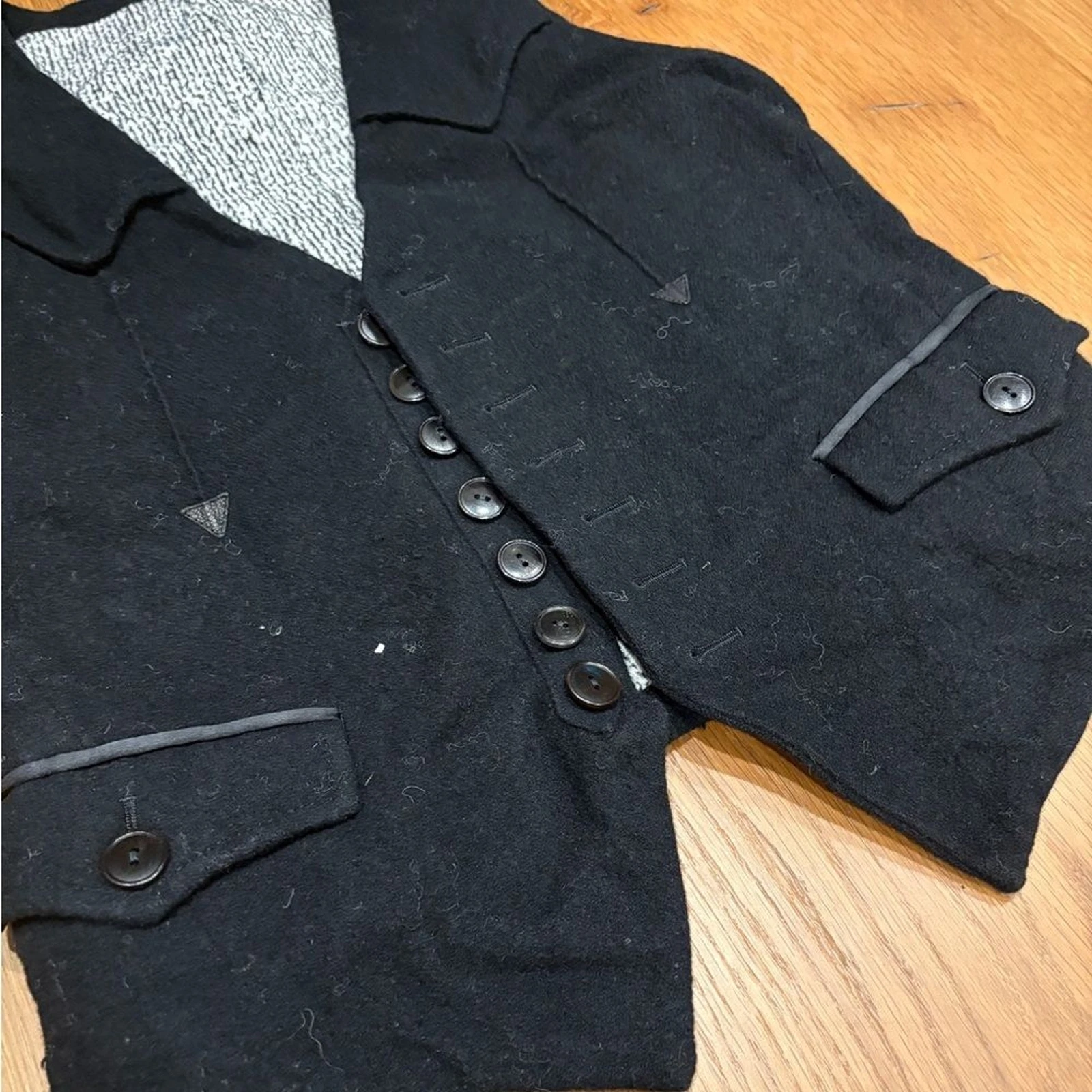 Mens Takahiro Miyashita Number Nine Wool-ish Vest Size 1 BLACK image 3