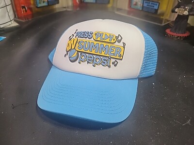 Pepsi Trucker Hat Press Play On Summer Throwback Cap Mesh Back 3D Puff Print