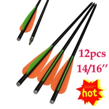 12Pcs 14 16 Inch Archery Crossbow Bolts Fiberglass Outdoor Hunting Target Arrows
