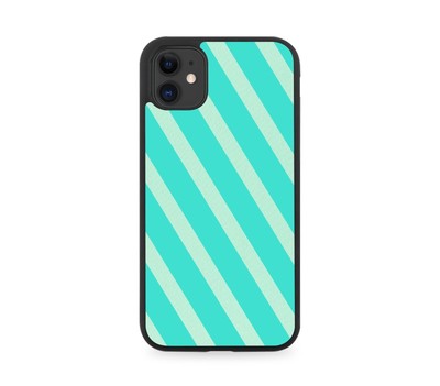 Türkis Grün und Pastell Grün Gummi Handyhülle Streifen Hell Mint i821
