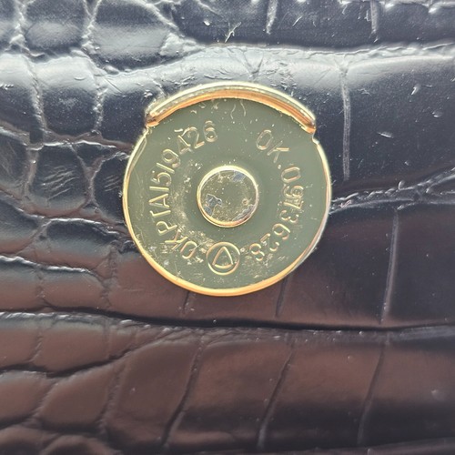Calvin Klein Black Croc Embossed Handbag Satchel Purse - Missing Crossbody Strap - Picture 9 of 18